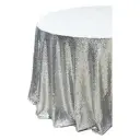 Скатерть с пайетками, круглая, серебряная